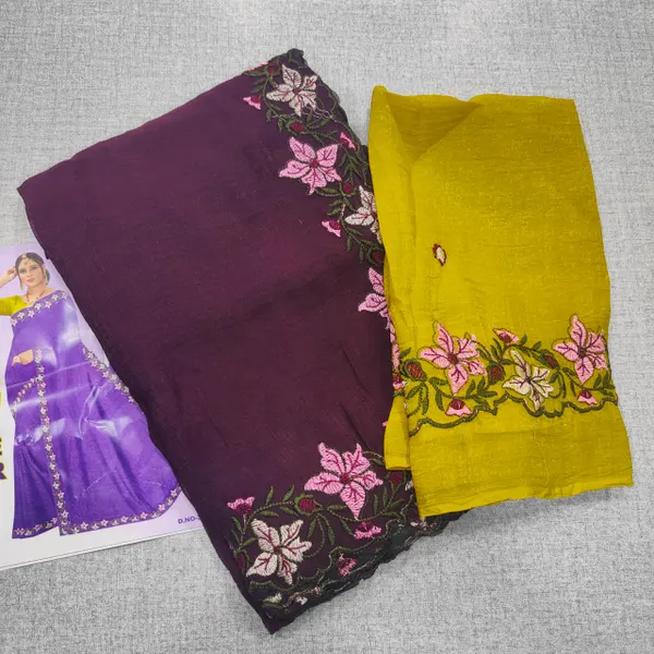 Premium Space Silk With Embroidered Border | SR69
